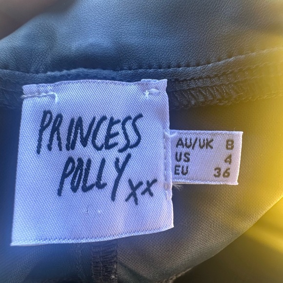 Princess Polly Desire Hip Cut Out Black Faux Leather Pants Size 4 Grunge Sexy - Picture 8 of 8